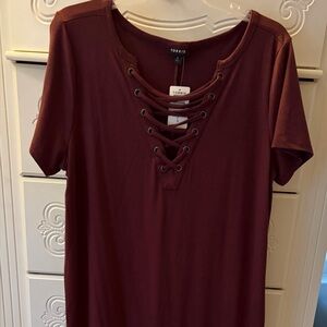 Torrid Maroon Lace-Up Blouse